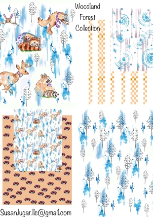 Collection: Woodland Animals On Watercolor Stripes