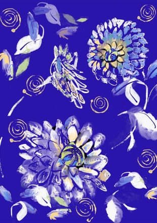 Dahlias on Navy