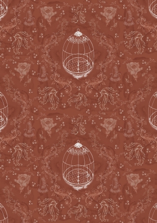 Birdcages and Acanthus Half drop repeat