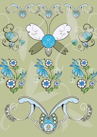 Butterfly and ladybugs
