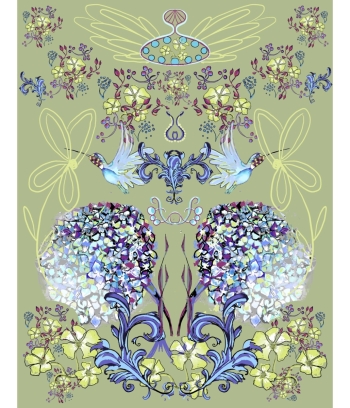Hydrangeas and Hummers on Olive